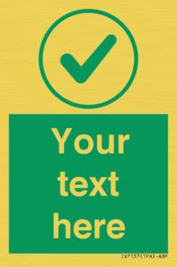 Custom green background, green tick in circle sign